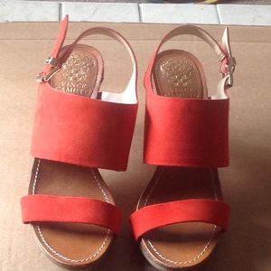 Vince Camuto size 37.5 orange suede sandals
